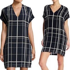 Vince Windowpane 100% Silk Dress